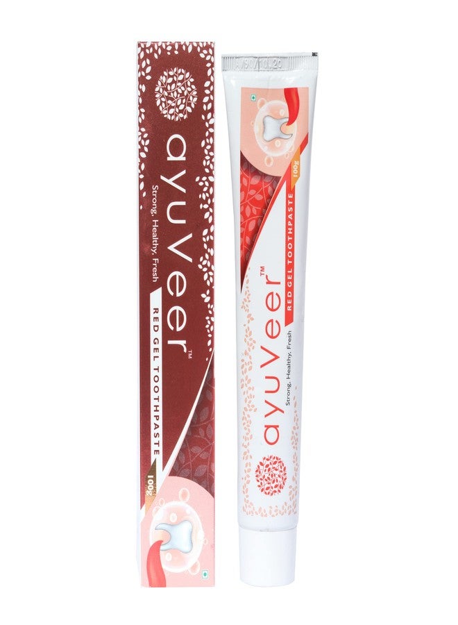 Ayuveer Red Gel Toothpaste, Keeps Teeth Strong, Healthy & Fresh, 100 G | Pack of 4 - Image 1